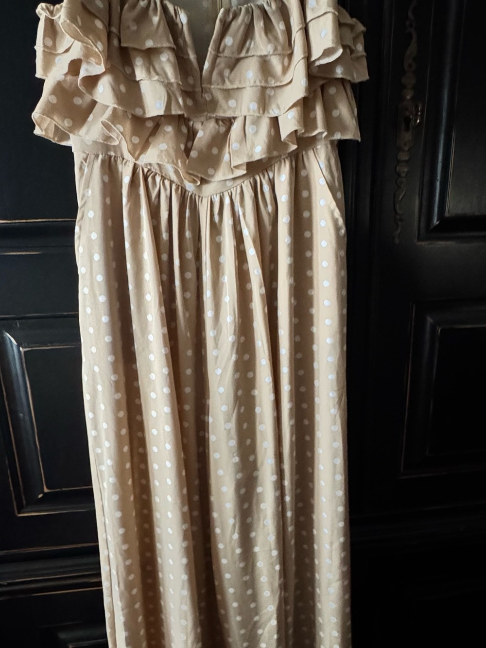 PrettyLittleThing Beige and White Polka Dot Midi Dress
